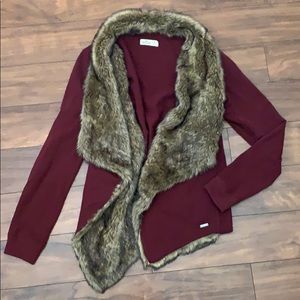 Hollister faux fur cardigan